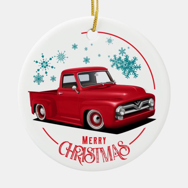 Red Holiday F100 Ceramic Tree Decoration (Front)