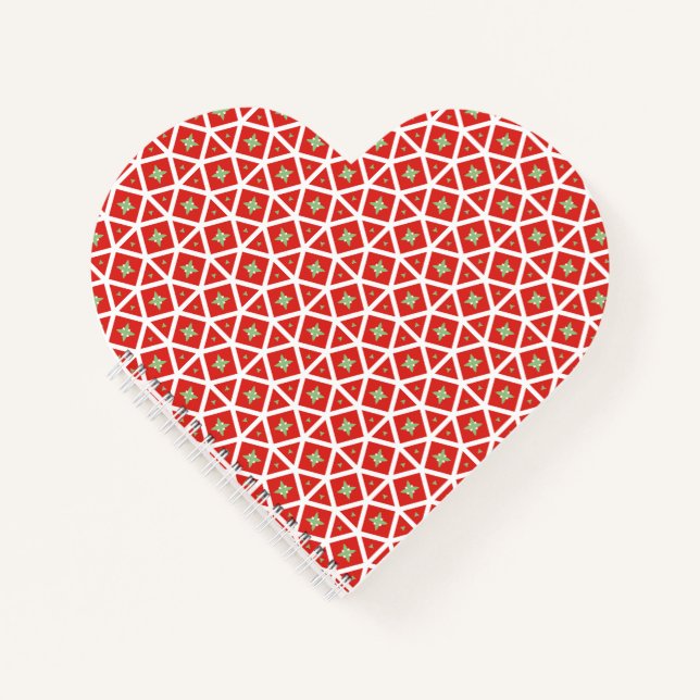 Red Holiday Geometric Star Design Notebook (Front)