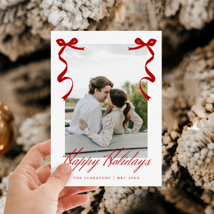 Red Holiday Hand Drawn Whimsical Bows Card