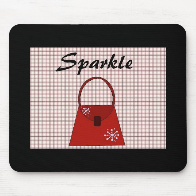 Red Holiday Handbag - Sparkle Mouse Pad (Front)