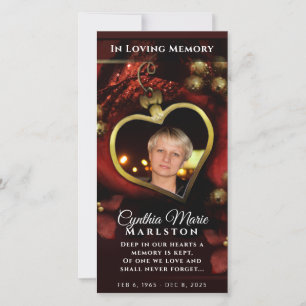 Red Holiday Heart 4x8 Photo Sympathy Thank You Card