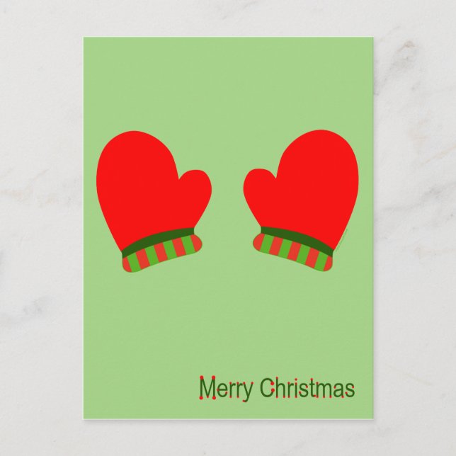 Red Holiday Mittens (Merry Christmas) (Front)