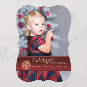 Red Holiday Ornament Photo Holiday Card