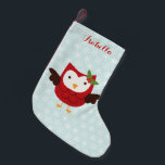 Red Holiday Owl Personalised Small Christmas Stocking<br><div class="desc">Adorable design features a sweet red owl and can be personalised with your name,  monogram,  initials,  or any text of your choice.</div>