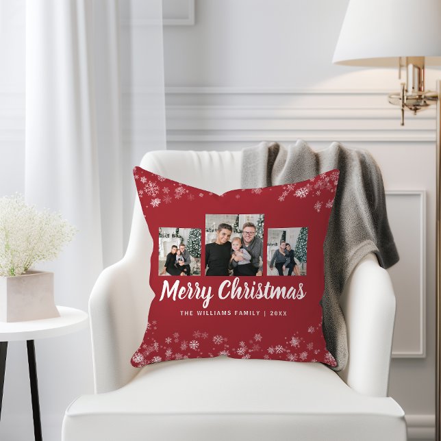 Red Holiday Photo Throw Pillow (Red Holiday Photo Throw Pillow
)