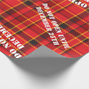 Red Holiday Plaid Custom Stencil Greeting Wrapping Paper