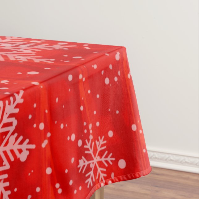Red Holiday Snowflake Tablecloth (In Situ)