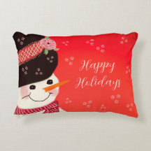 Red Holiday Snowman Accented