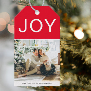 Red Holidays Gift Christmas Photo Gift Tags