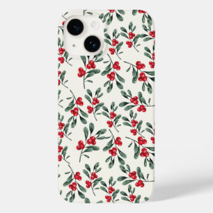Red Holly berries Green mistletoe leaves Case-Mate iPhone 14 Case