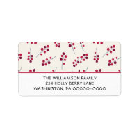 Red Holly Berries Return Address Labels 