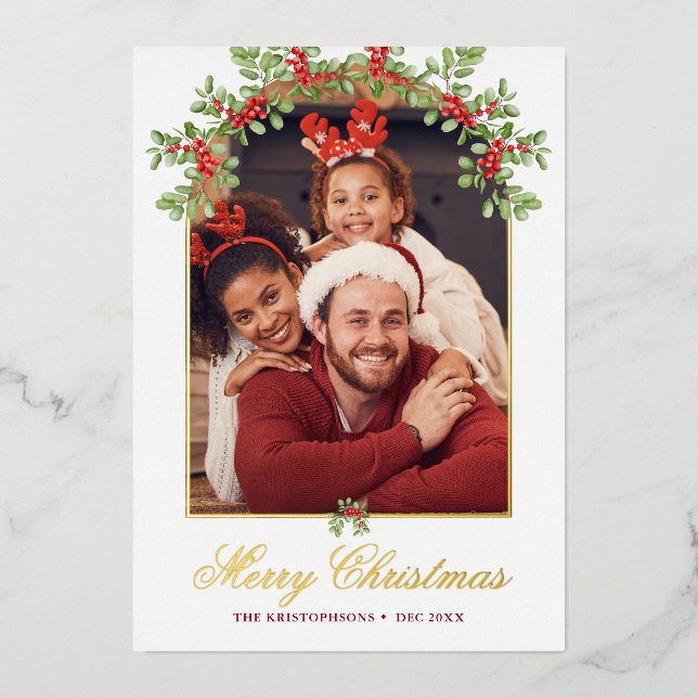 Red Holly Berry Arched Photo (Front)