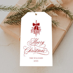 Red Holly Berry Bouquet Romantic Merry Christmas Gift Tags