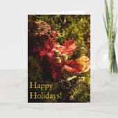 Red Holly Decorated Christmas Tree Holiday Card (Front)