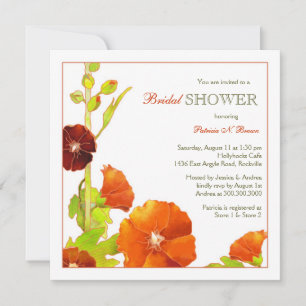 Red Hollyhocks Unique Bridal Shower Invitation