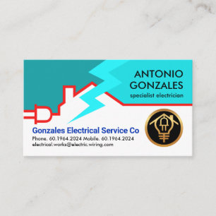 Red Home Electrical Wiring Lightning Business Card