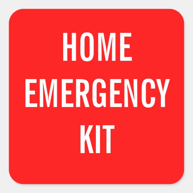 Red Home Emergency Kit Label (Front)