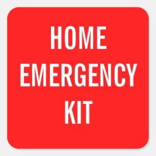 Red Home Emergency Kit Label