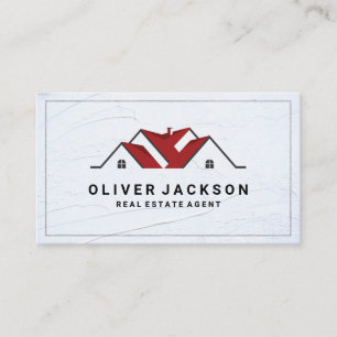 Red Home Rooftop Logo Business Card