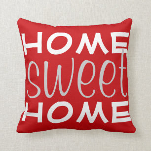 Red Home Sweet Home Throw Pillow