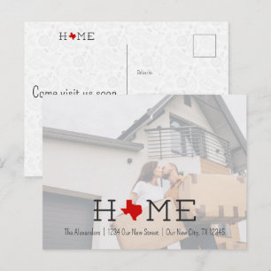 Red HOME Texas Moving Announcement Postcard