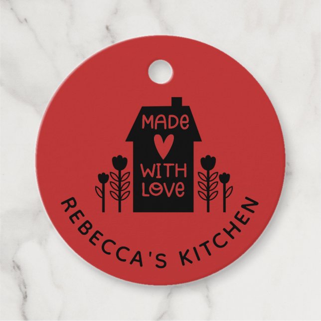 Red Homemade With Love Favour Tags (Front)