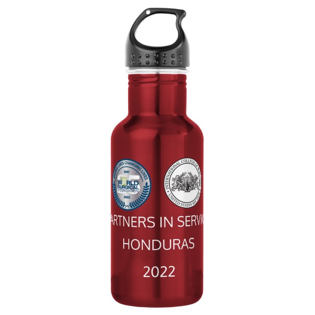 Red Honduras Mission Trip water bottle (Front)