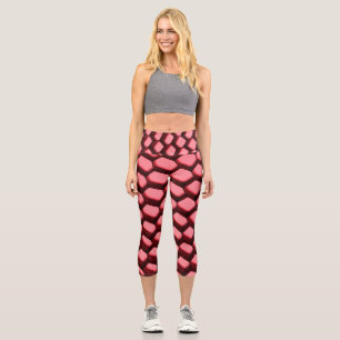 Red honeycomb design on capri leggings