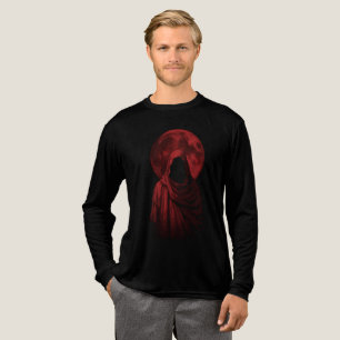 Red Hooded Figure Dark Gothic Blood Moon Fantasy Tri-Blend Shirt