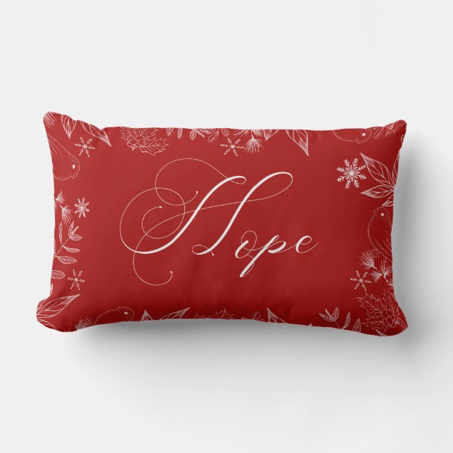 Red HOPE Christmas Pillow (Front)