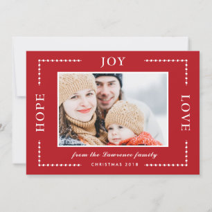 Red Hope Joy Love Christmas Photo Holiday Card
