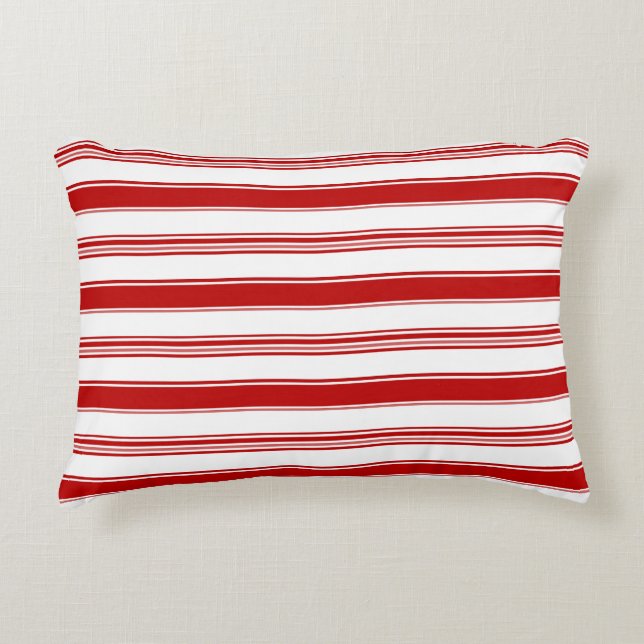 Red Horizontal Stripes Decorative Cushion (Front)