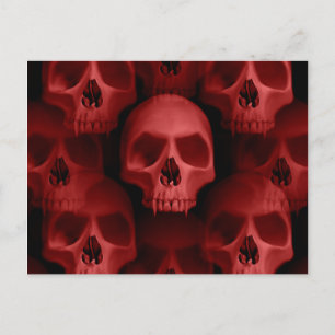 Red horror skulls postcard