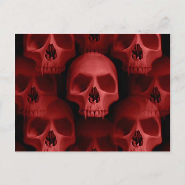 Red horror skulls postcard (Front)