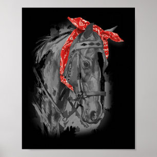 Red Horse Bandanna For Horseback Riding Poster