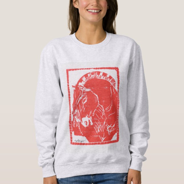 Red horse design sweatshirt (Norwegian Fjord Horse (Front)