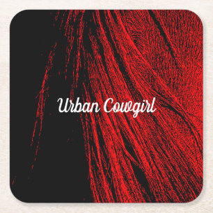 Red Horse Mane Abstract Paper Coaster