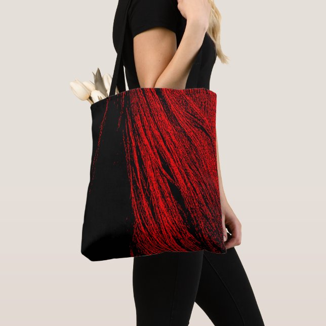 Red Horse Mane Abstract Tote Bag (Close Up)