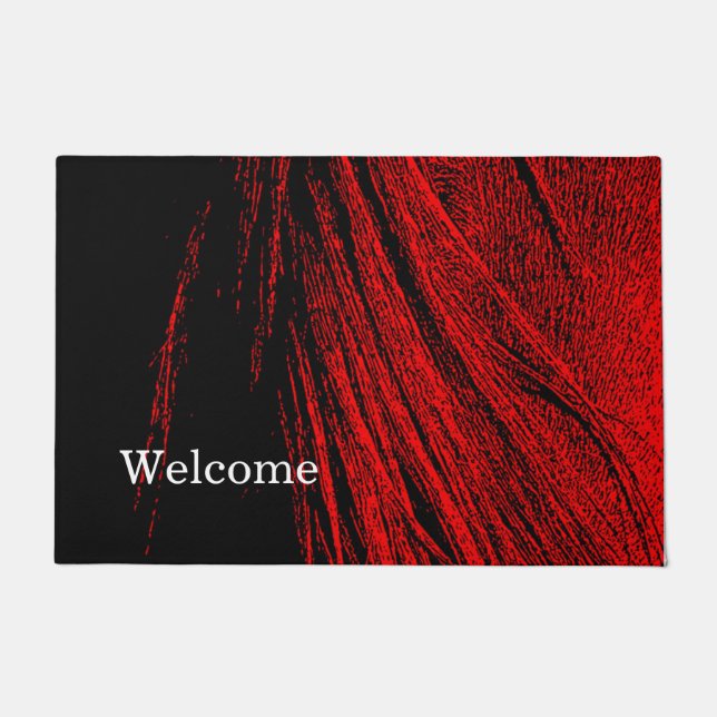 Red Horse Mane Abstract Welcome Mat (Front)