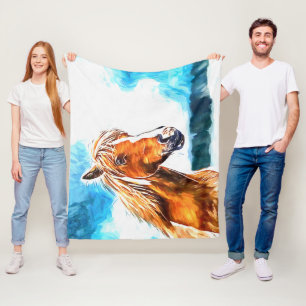 Red horse on the sky Fleece Blanket