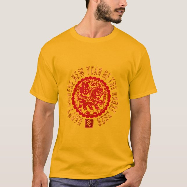 Red Horse paper cut-out style Tee (Front)