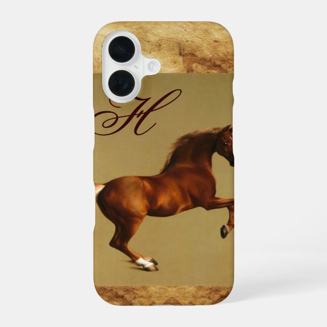 RED HORSE Parchment Monogram iPhone 16 Case (Back)