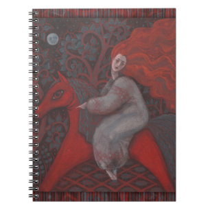 “Red Horse”, redhead woman, fantasy surreal art Spiral Notebook