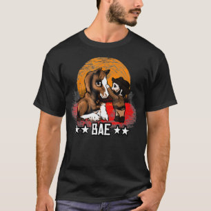 Red Horse Sunset   Cute Bae Chibi Cowboy Kid  T-Shirt
