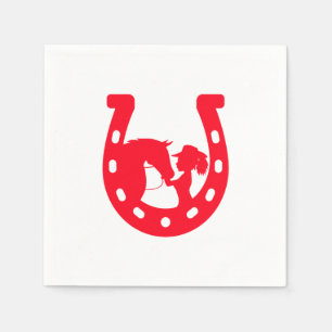 Red Horseshoe Girl and Horse Napkin