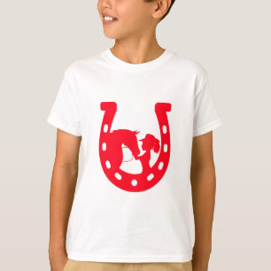 Red Horseshoe Girl and Horse T-Shirt