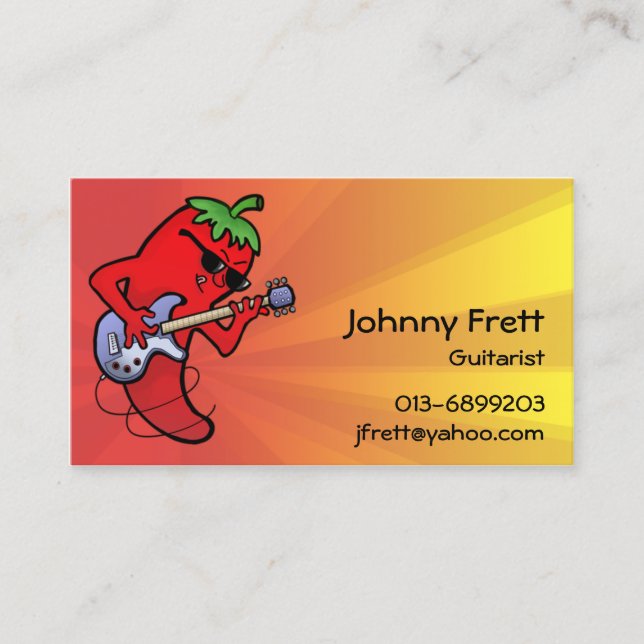 Red Hot Chilli Guitarist Business Card (Front)