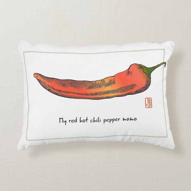 Red Hot Chilli Mama Accent Pillow (Front)