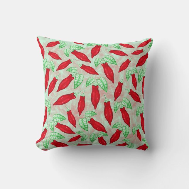 Red Hot Chilli Pepper Decorative Pattern Cushion (Front)