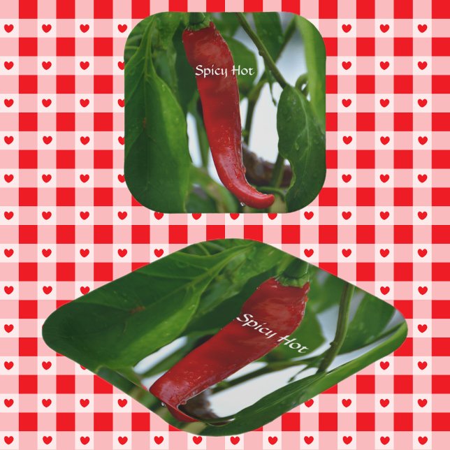 Red Hot Chilli Pepper Green Red White Photographic Paper Plate (Creator Uploaded)